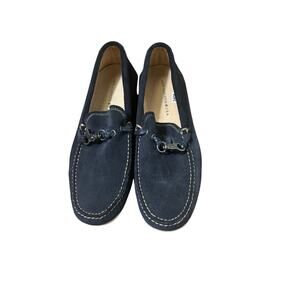 Men's John Varvatose Navy Blue Suede Boat Shoes Sz 9.5
